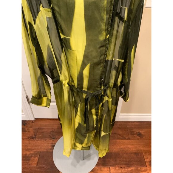 Ann Demeulemeester Yellow & Black Long Silk Trench Coat, Size 8 (US) 40 (EU) - Picture 4 of 10